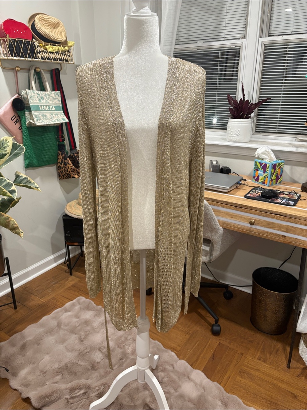 Lioness Metallic Gold Wrap Mini Dress with Tie Waist - Picture 4 of 4